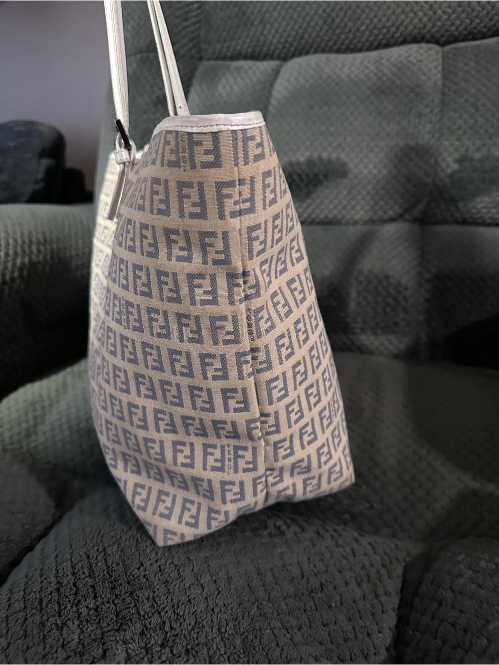 Beautiful Fendi Blue Brown Tote - Picture 6 of 13